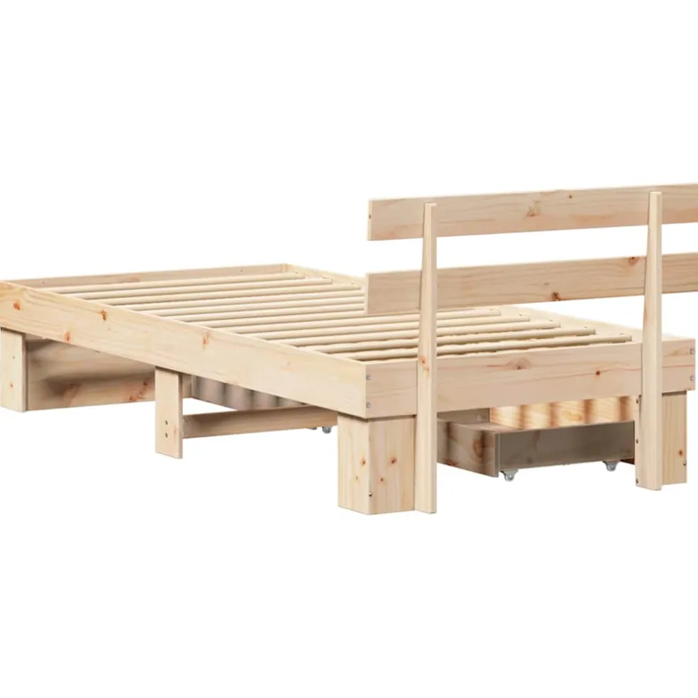 vidaXL Bedframe met hoofdeinde Naturel 100 x 200 cm Massief grenenhout