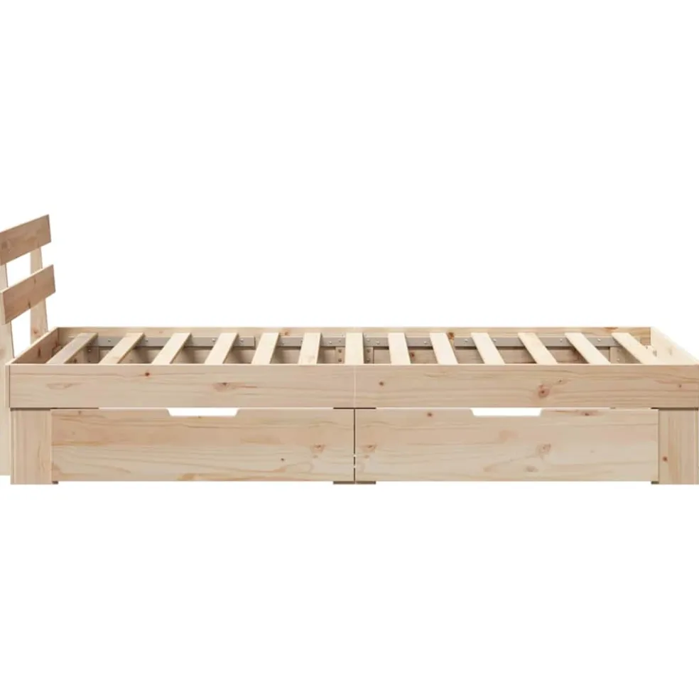 vidaXL Bedframe met hoofdeinde Naturel 100 x 200 cm Massief grenenhout