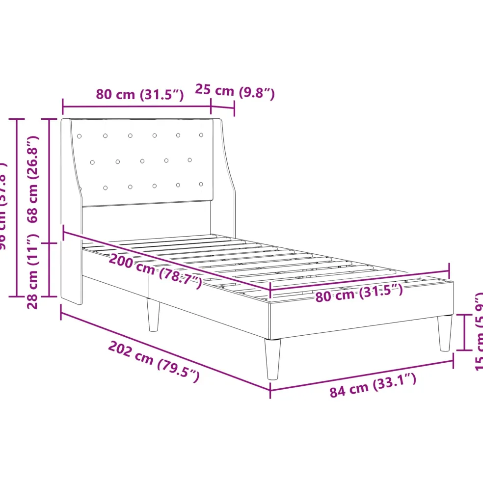 vidaXL Bedframe met hoofdeinde Zwart 80 x 200 cm Fluweel