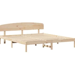vidaXL Bedframe met hoofdeinde Naturel 200 x 200 cm Massief grenenhout