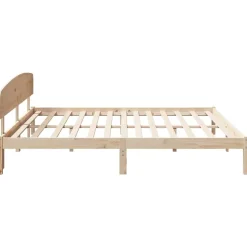 vidaXL Bedframe met hoofdeinde Naturel 200 x 200 cm Massief grenenhout