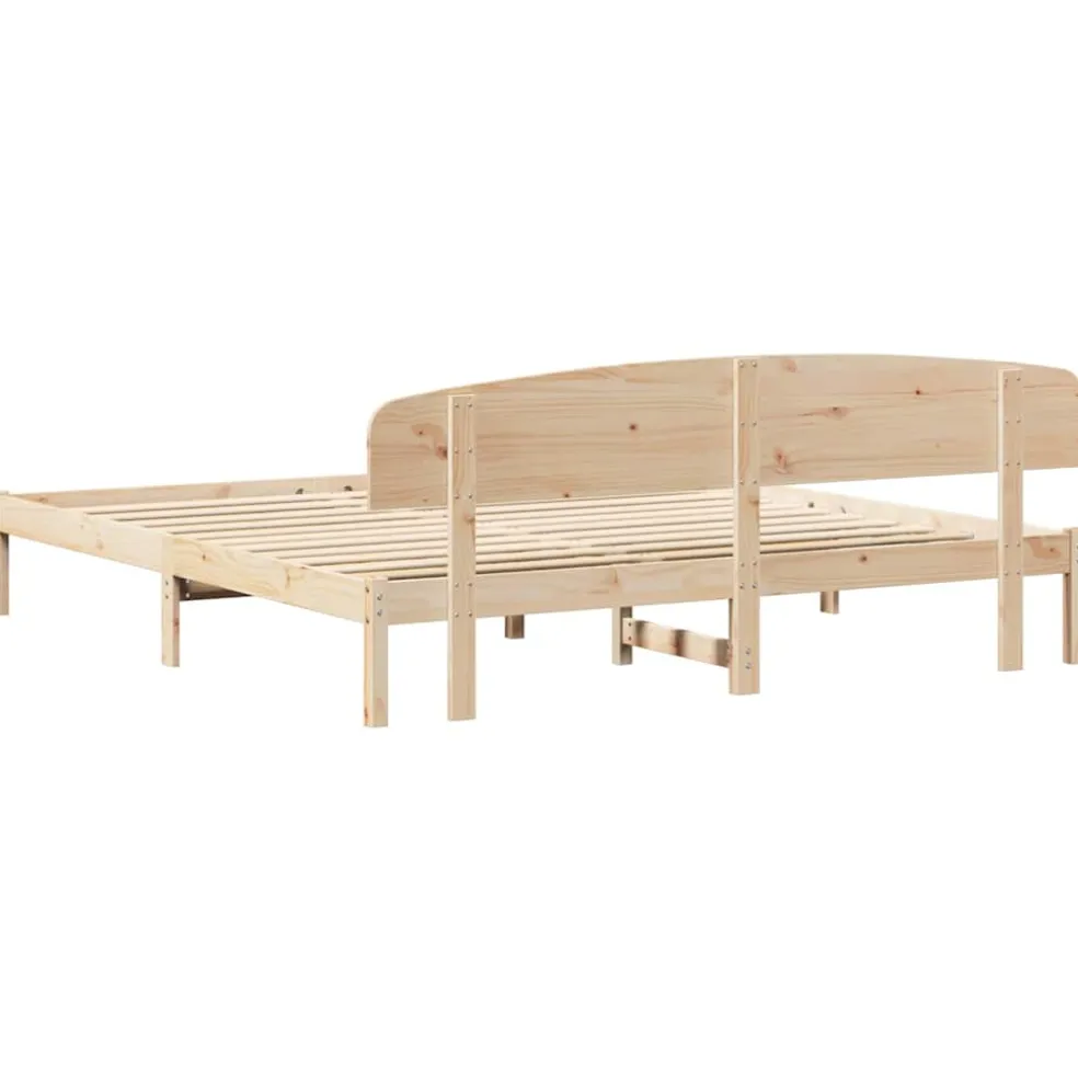 vidaXL Bedframe met hoofdeinde Naturel 200 x 200 cm Massief grenenhout