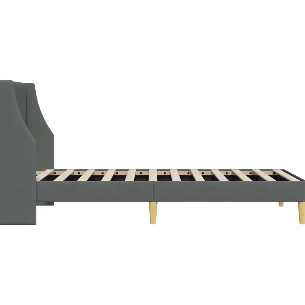vidaXL Bedframe met hoofdeinde Donkergrijs 90 x 190 cm Stof