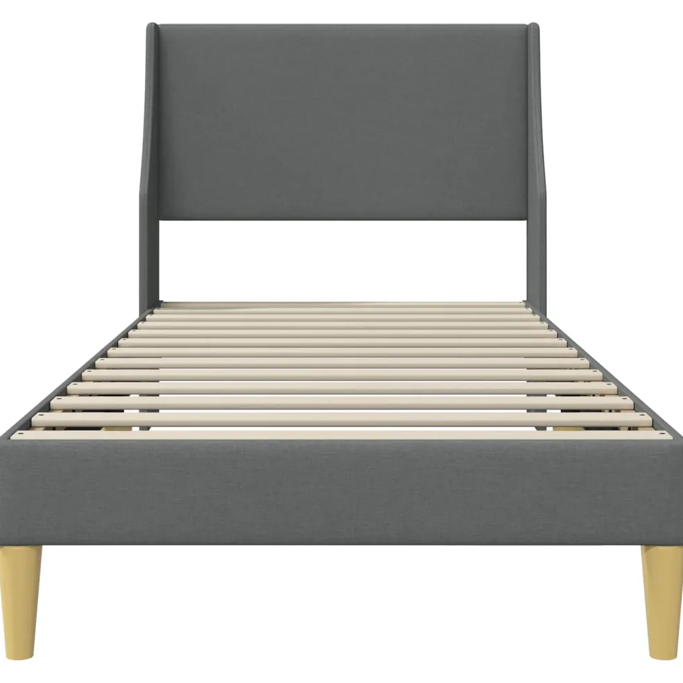 vidaXL Bedframe met hoofdeinde Donkergrijs 90 x 190 cm Stof