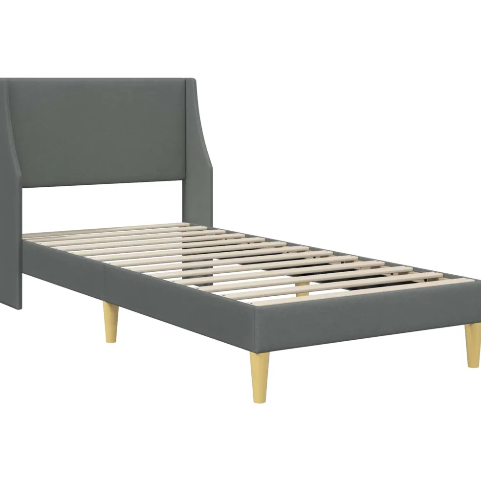 vidaXL Bedframe met hoofdeinde Donkergrijs 90 x 190 cm Stof
