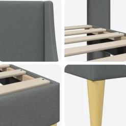vidaXL Bedframe met hoofdeinde Donkergrijs 90 x 190 cm Stof