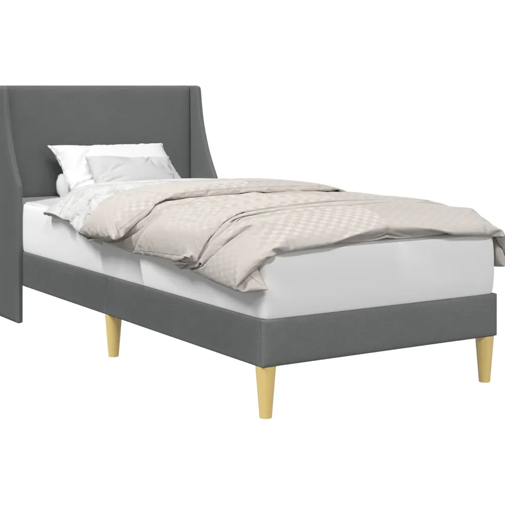 vidaXL Bedframe met hoofdeinde Donkergrijs 90 x 190 cm Stof