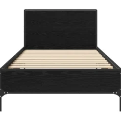 vidaXL Bedframe met Hoofdeinde Zwart eiken 80 x 200 cm Bewerkt hout