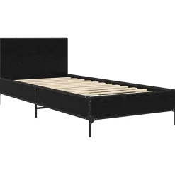 vidaXL Bedframe met Hoofdeinde Zwart eiken 80 x 200 cm Bewerkt hout