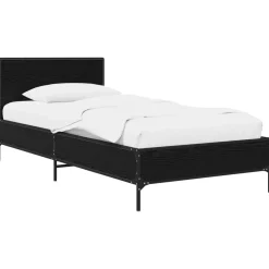 vidaXL Bedframe met Hoofdeinde Zwart eiken 80 x 200 cm Bewerkt hout