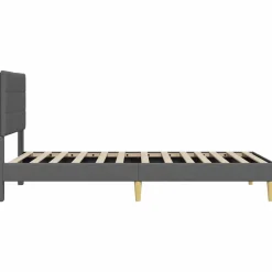 vidaXL Bedframe met hoofdeinde Donkergrijs 90 x 190 cm Stof