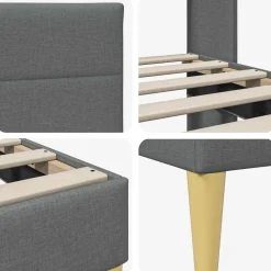 vidaXL Bedframe met hoofdeinde Donkergrijs 90 x 190 cm Stof