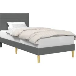 vidaXL Bedframe met hoofdeinde Donkergrijs 90 x 190 cm Stof