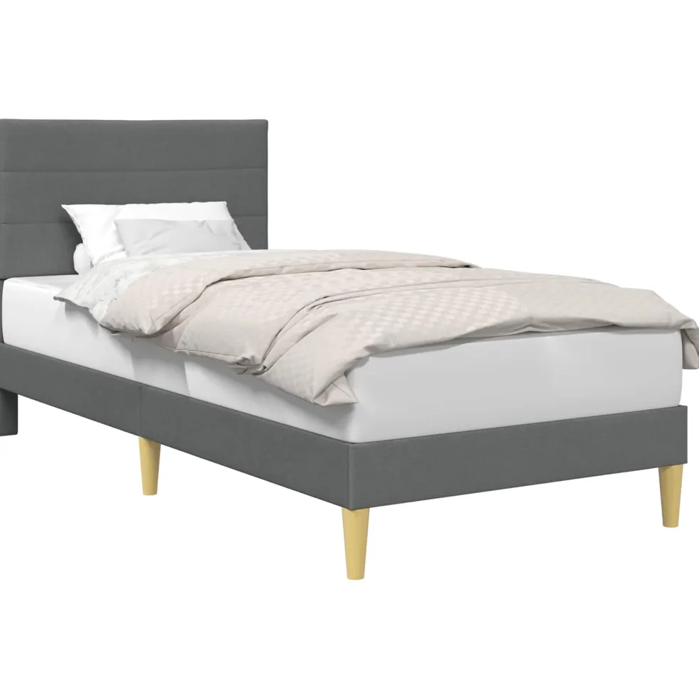vidaXL Bedframe met hoofdeinde Donkergrijs 90 x 190 cm Stof