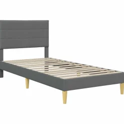 vidaXL Bedframe met hoofdeinde Donkergrijs 90 x 190 cm Stof