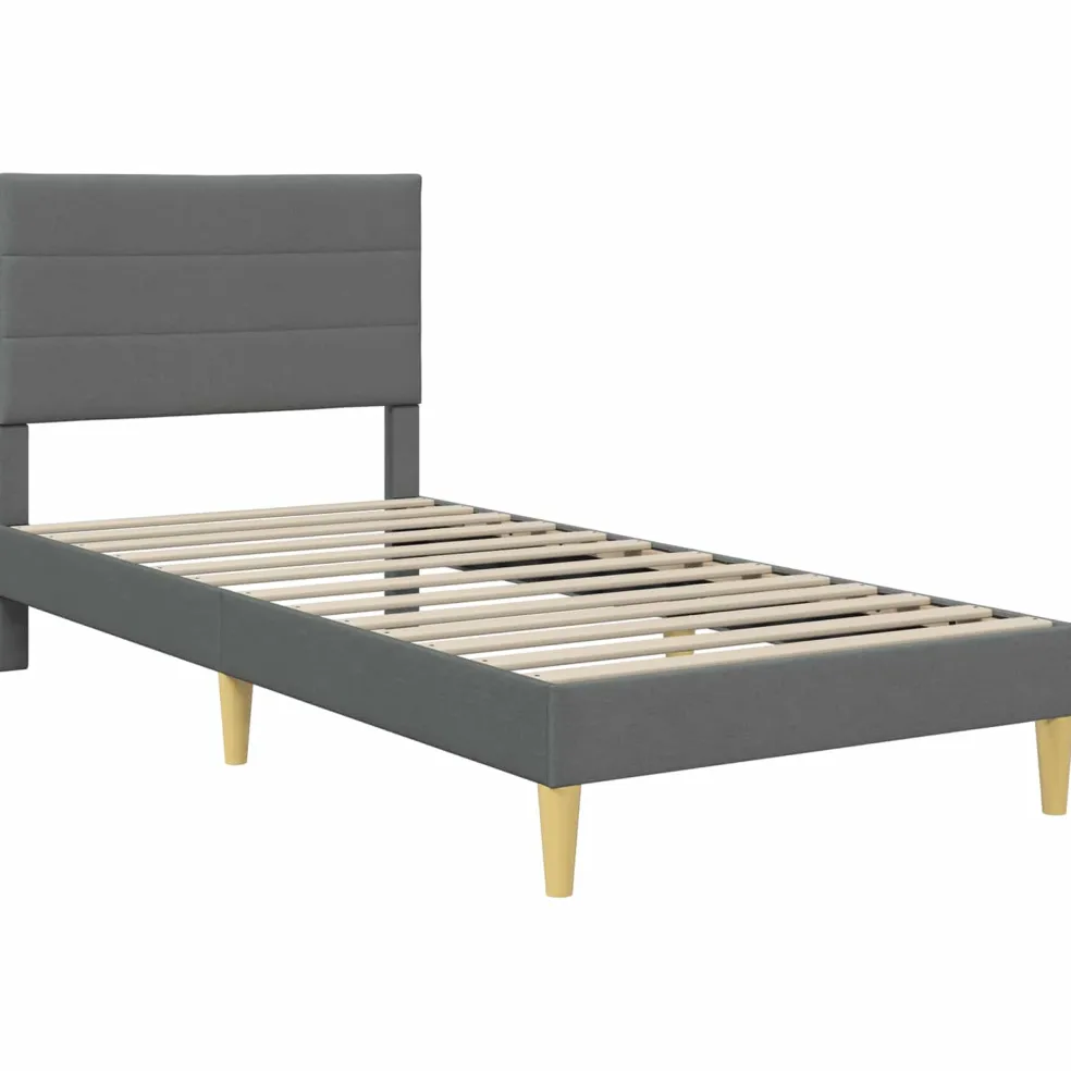 vidaXL Bedframe met hoofdeinde Donkergrijs 90 x 190 cm Stof