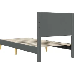 vidaXL Bedframe met hoofdeinde Donkergrijs 90 x 190 cm Stof