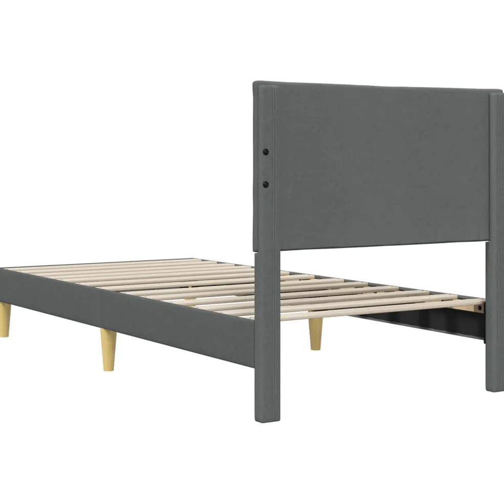 vidaXL Bedframe met hoofdeinde Donkergrijs 90 x 190 cm Stof