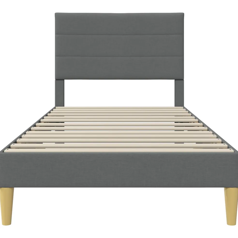 vidaXL Bedframe met hoofdeinde Donkergrijs 90 x 190 cm Stof