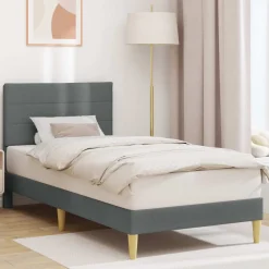 vidaXL Bedframe met hoofdeinde Donkergrijs 90 x 190 cm Stof