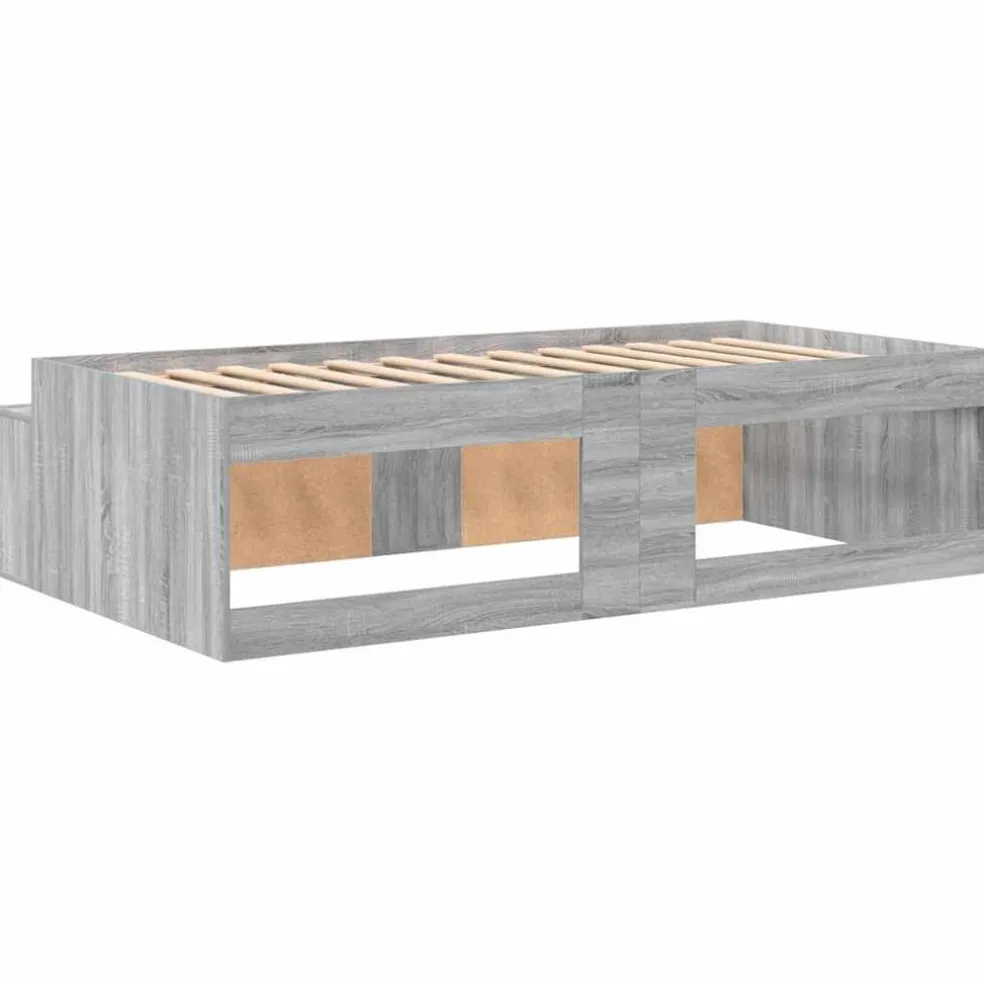 vidaXL Bedframe met lade Grijs Sonoma 90 x 200 cm Bewerkt hout