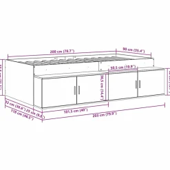 vidaXL Bedframe met lade Grijs Sonoma 90 x 200 cm Bewerkt hout