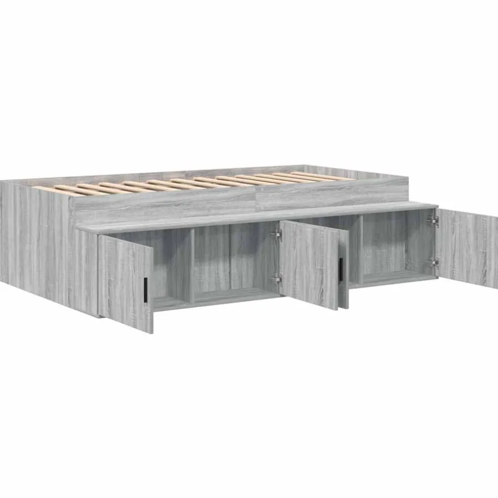 vidaXL Bedframe met lade Grijs Sonoma 90 x 200 cm Bewerkt hout