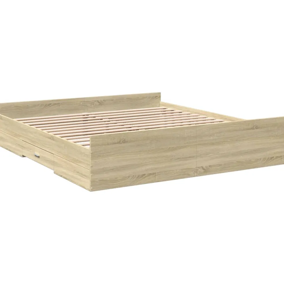 vidaXL Bedframe met lades bewerkt hout sonoma eikenkleurig 200x200 cm