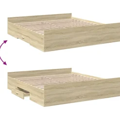 vidaXL Bedframe met lades bewerkt hout sonoma eikenkleurig 200x200 cm