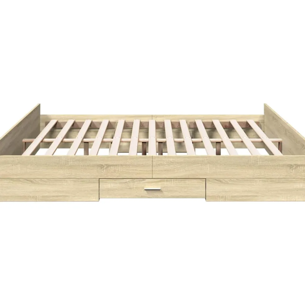 vidaXL Bedframe met lades bewerkt hout sonoma eikenkleurig 200x200 cm