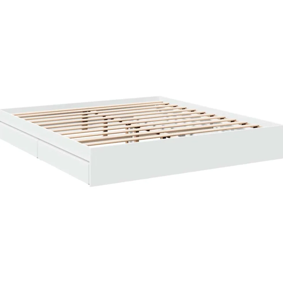 vidaXL Bedframe met lades bewerkt hout wit 200x200 cm