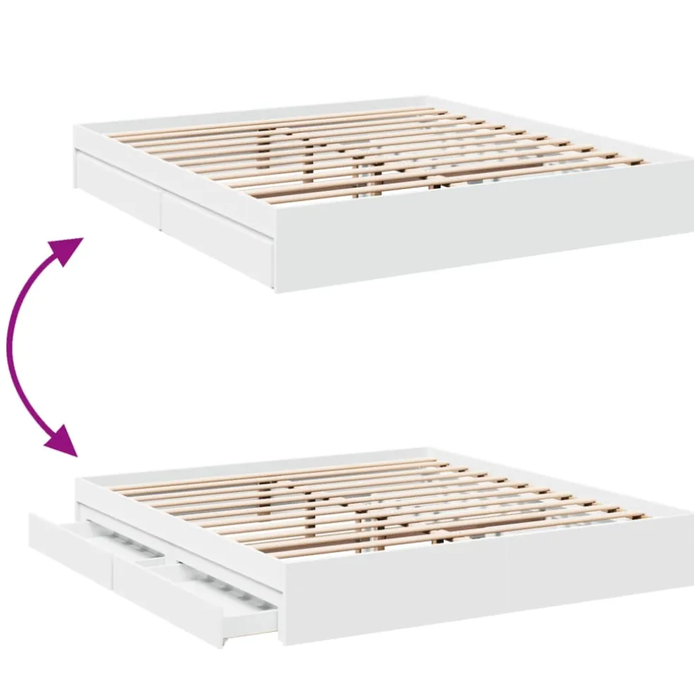 vidaXL Bedframe met lades bewerkt hout wit 200x200 cm