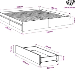 vidaXL Bedframe met lades bewerkt hout wit 200x200 cm