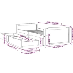 vidaXL Bedframe met lades massief grenenhout 90x200 cm