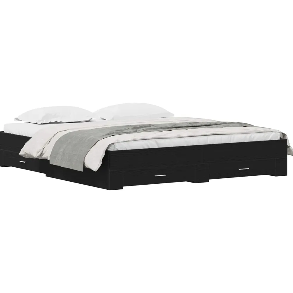 vidaXL Bedframe met lade Zwart Eiken 180 x 200 cm Bewerkt hout