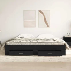 vidaXL Bedframe met lade Zwart Eiken 180 x 200 cm Bewerkt hout