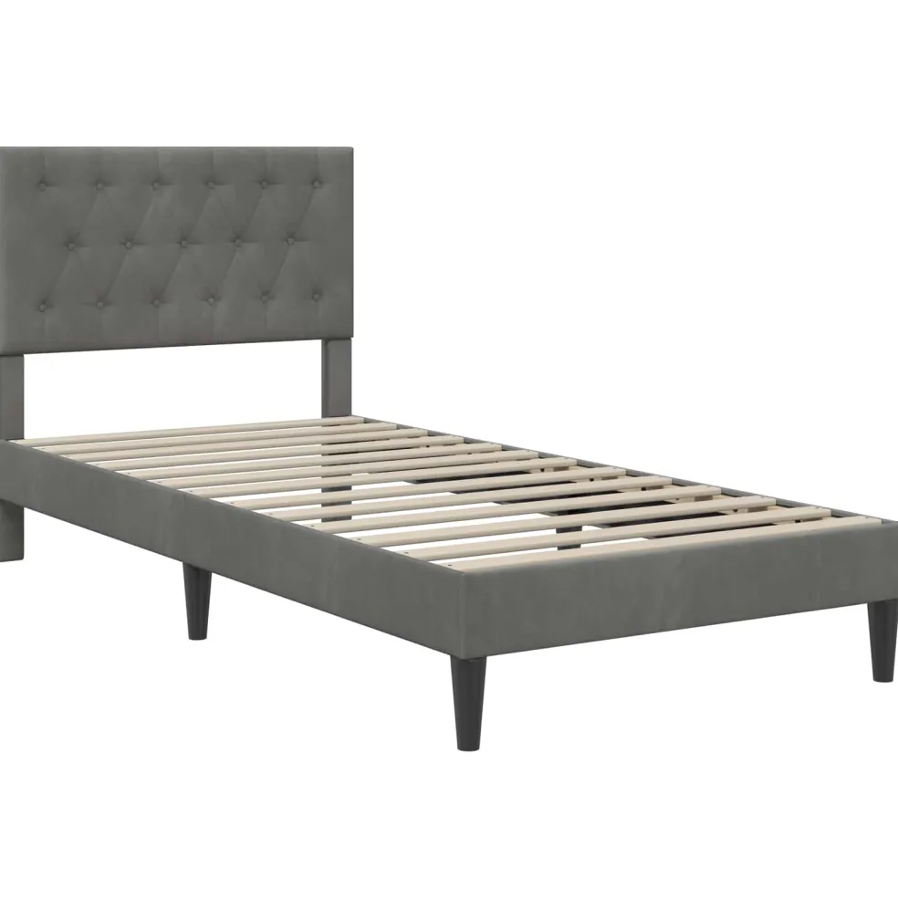 vidaXL Bedframe met matras Donkergrijs 80 x 200 cm Fluweel