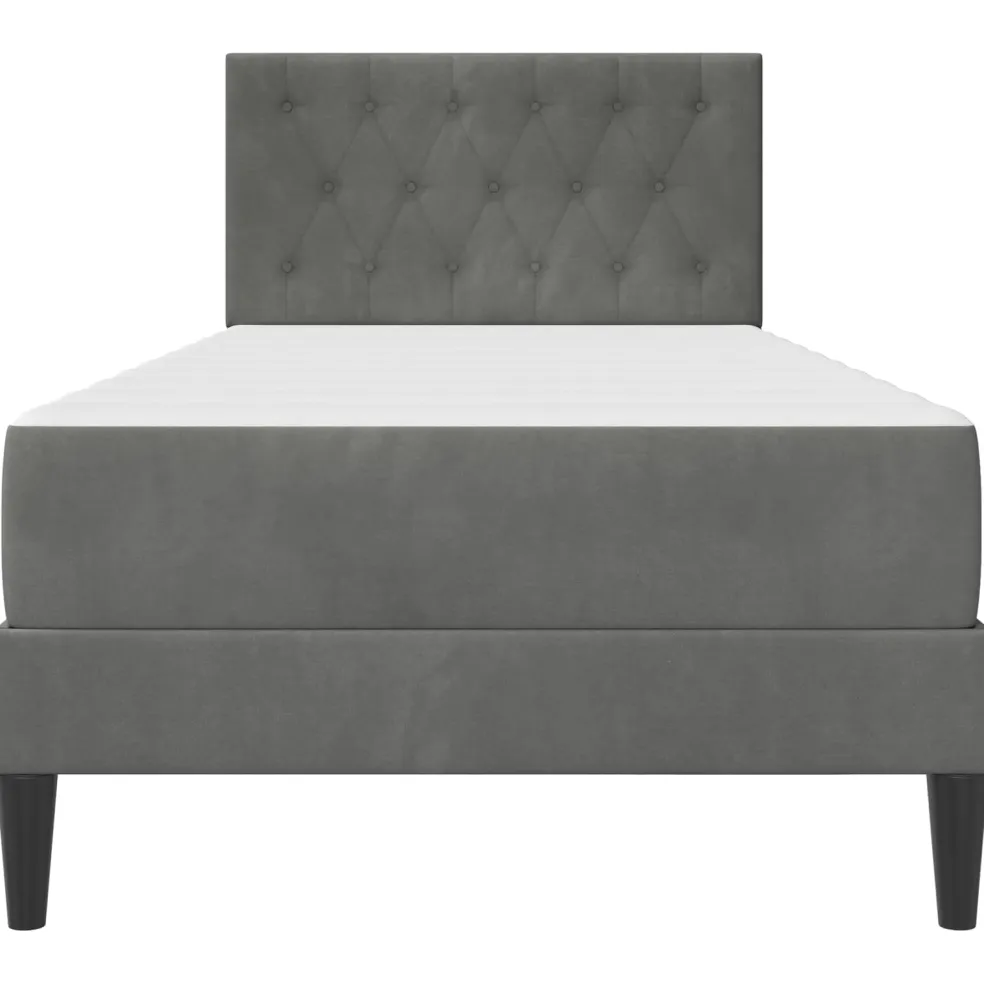 vidaXL Bedframe met matras Donkergrijs 80 x 200 cm Fluweel