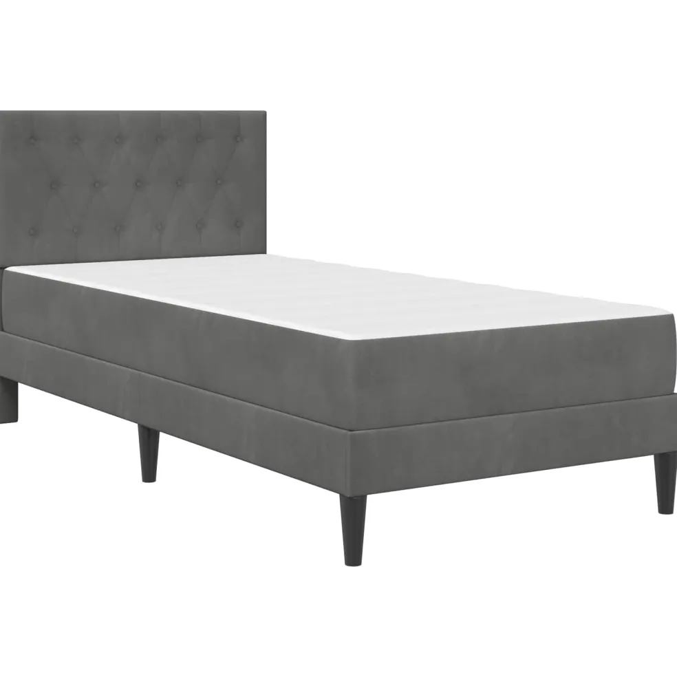 vidaXL Bedframe met matras Donkergrijs 80 x 200 cm Fluweel