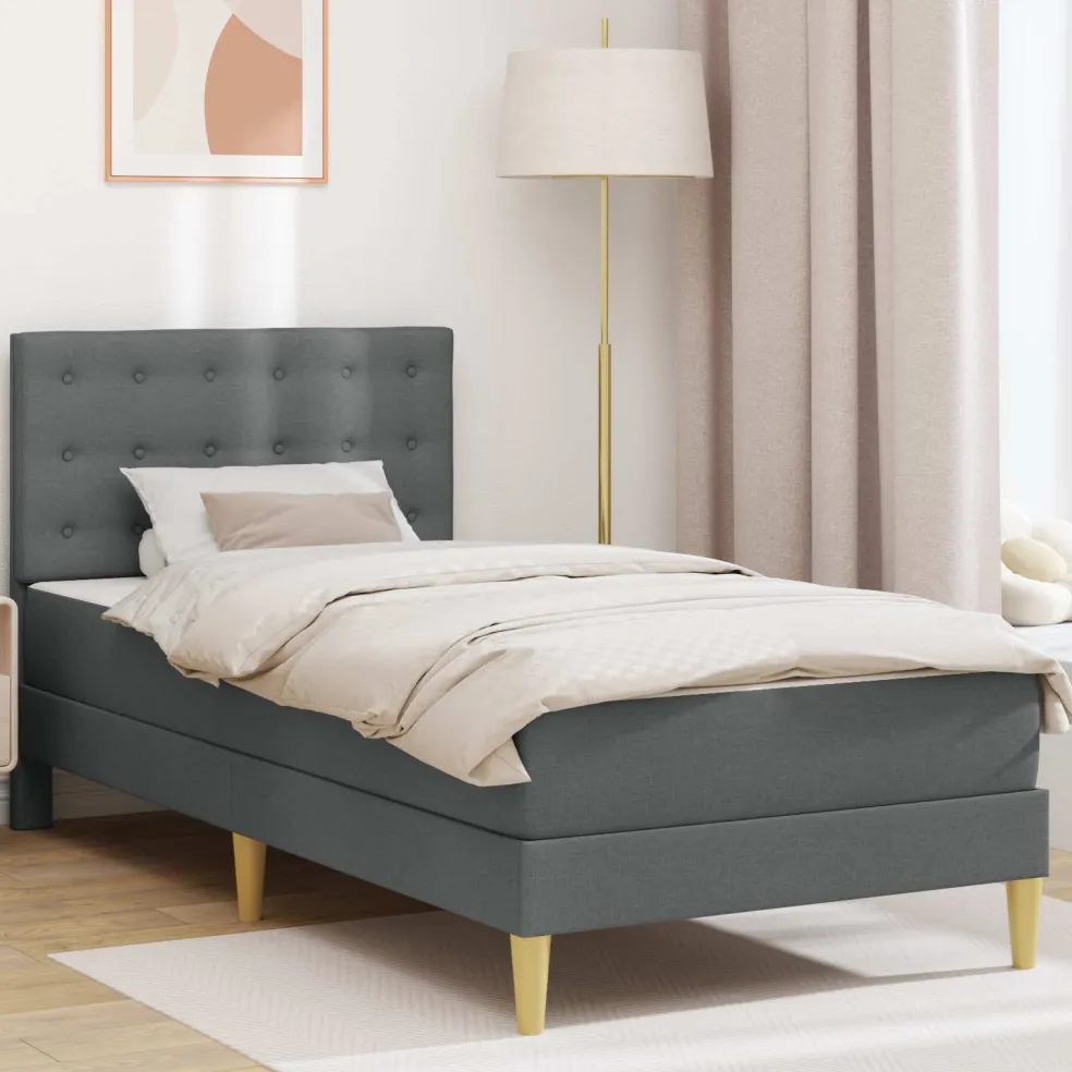 vidaXL Bedframe met matras met hoofdeinde Donkergrijs 80 x 200 cm Stof