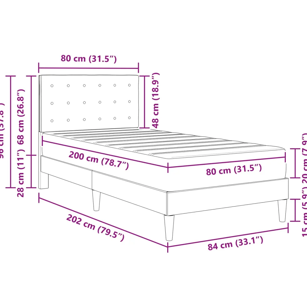 vidaXL Bedframe met matras met hoofdeinde Donkergrijs 80 x 200 cm Stof