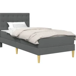 vidaXL Bedframe met matras met hoofdeinde Donkergrijs 80 x 200 cm Stof