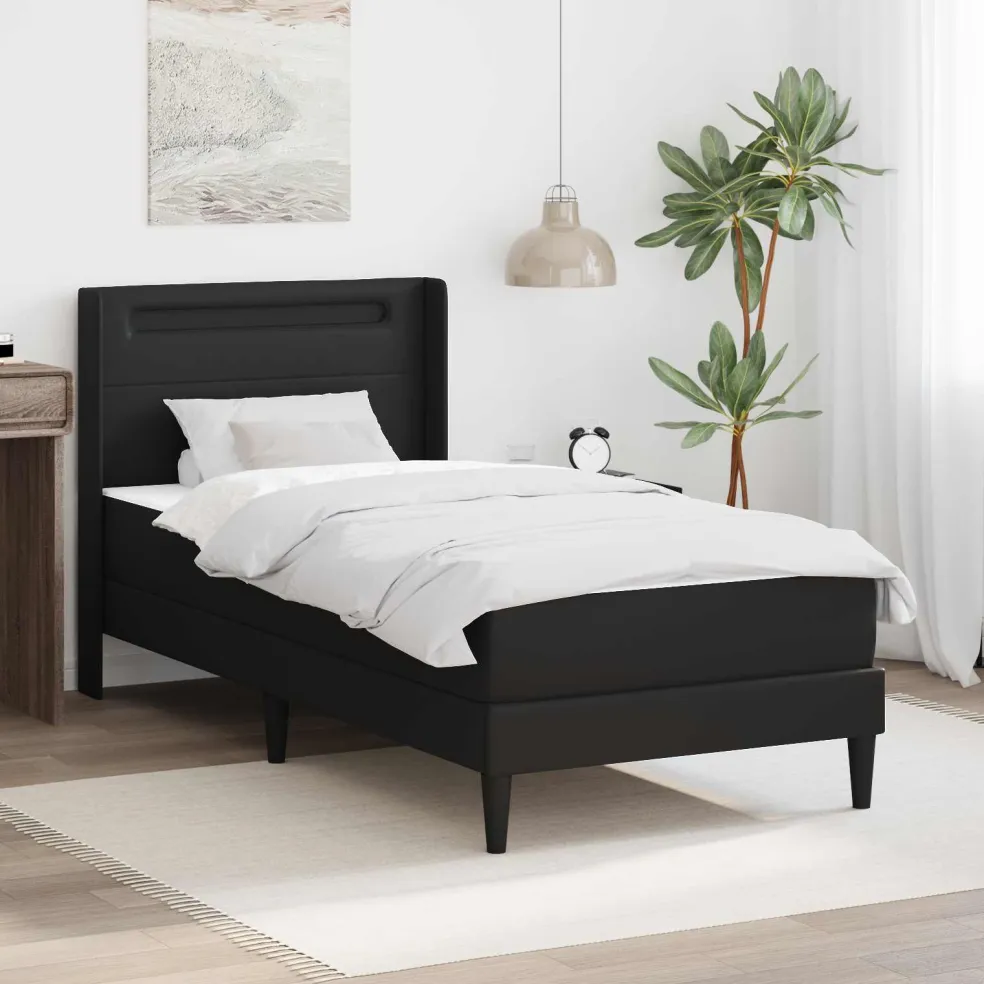 vidaXL Bedframe met matras 90 x 190 cm Zwart