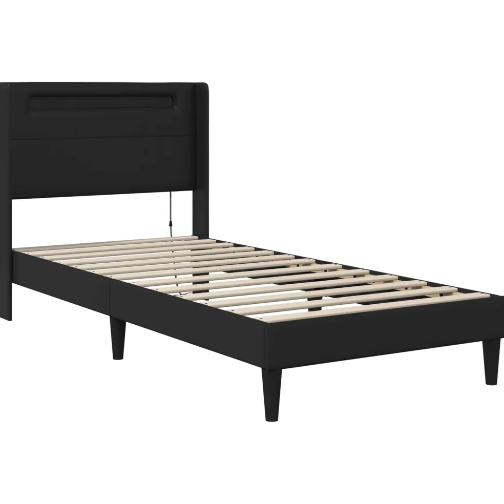 vidaXL Bedframe met matras 90 x 190 cm Zwart