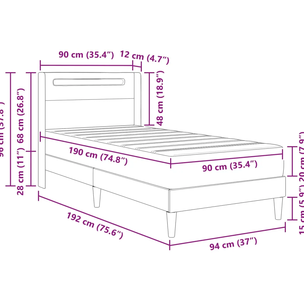 vidaXL Bedframe met matras 90 x 190 cm Zwart