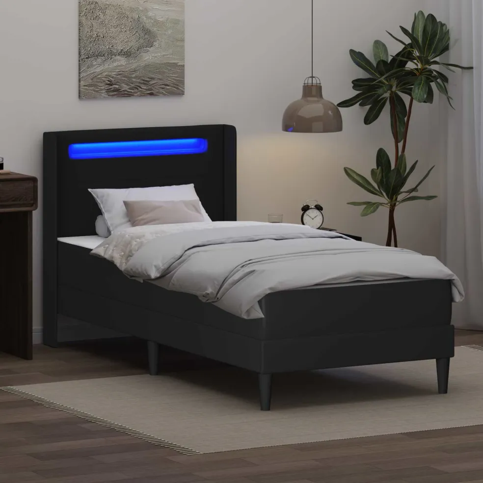 vidaXL Bedframe met matras 90 x 190 cm Zwart