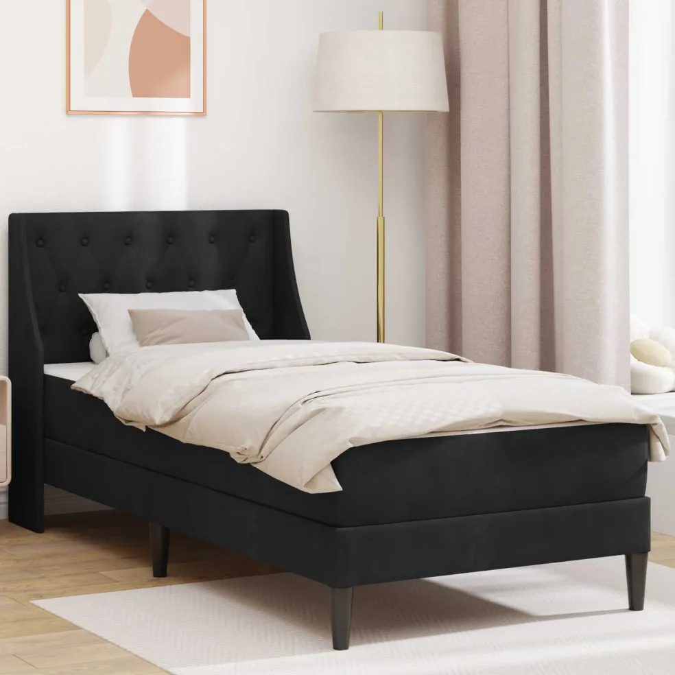 vidaXL Bedframe met matras Zwart 80 x 200 cm Fluweel