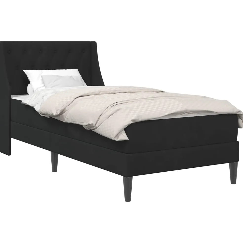 vidaXL Bedframe met matras Zwart 80 x 200 cm Fluweel