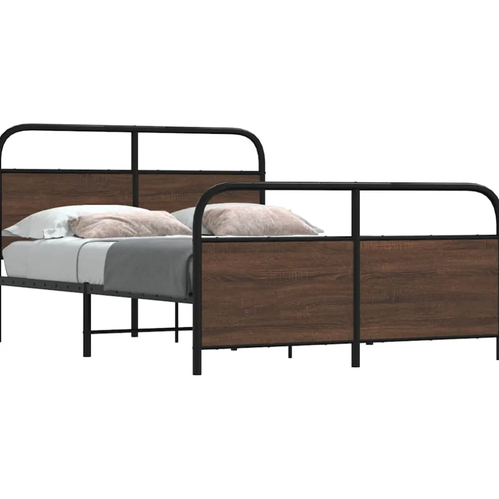 vidaXL Bedframe zonder matras metaal bruin eikenkleurig 137x190 cm