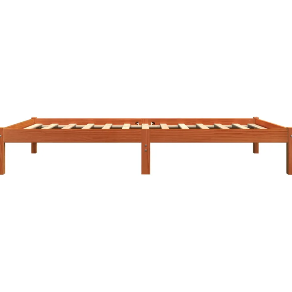 vidaXL Bedframe zonder matras massief grenenhout wasbruin 75x190 cm